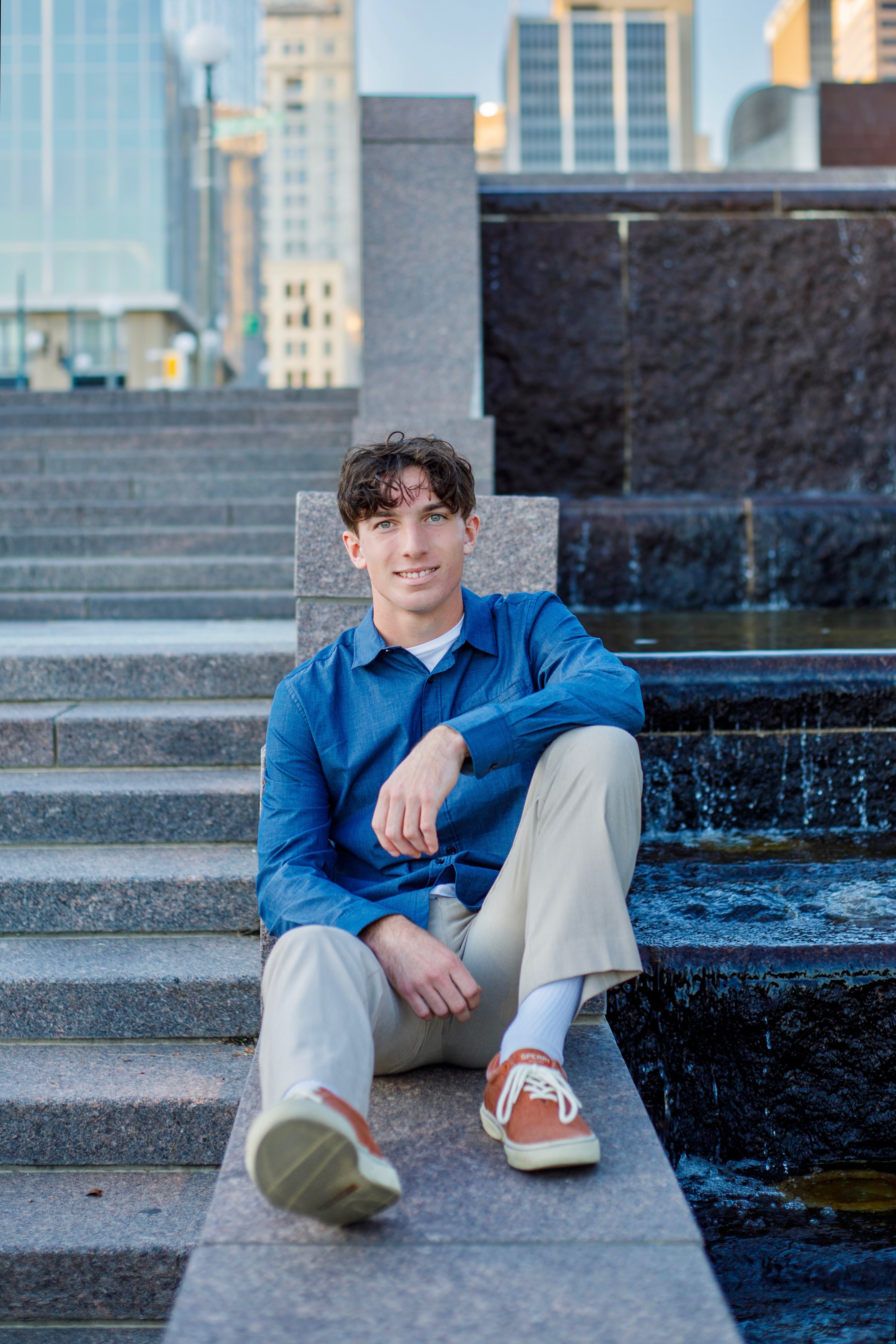 Portrait of Parker Jones sitting on steps